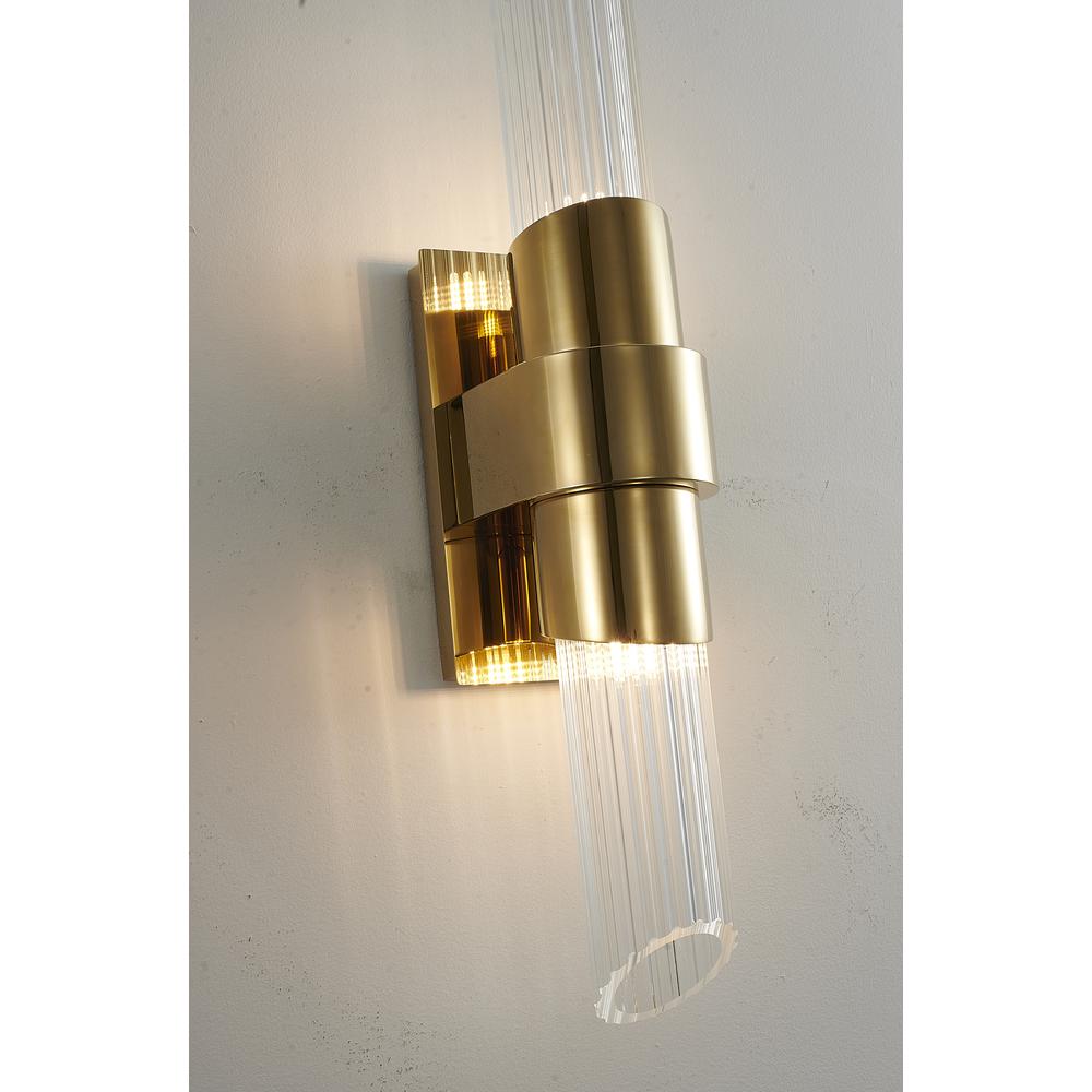 Wall Sconce Gold Stainless Steel & Glass. Picture 3