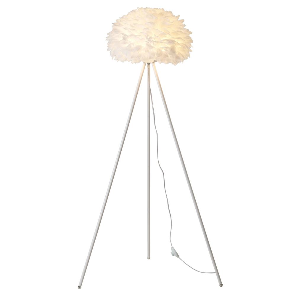 Floor Lamp White Iron & Feather. Picture 1