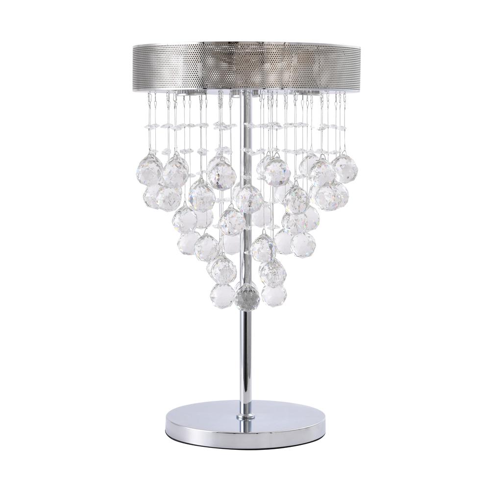 Table Lamp Chrome Metal & Crystal. Picture 1