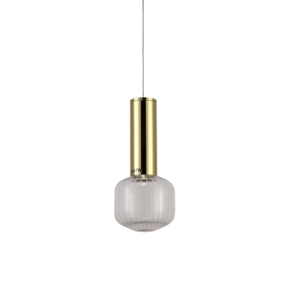 LED Pendant Gold  Metal & Glass. Picture 2