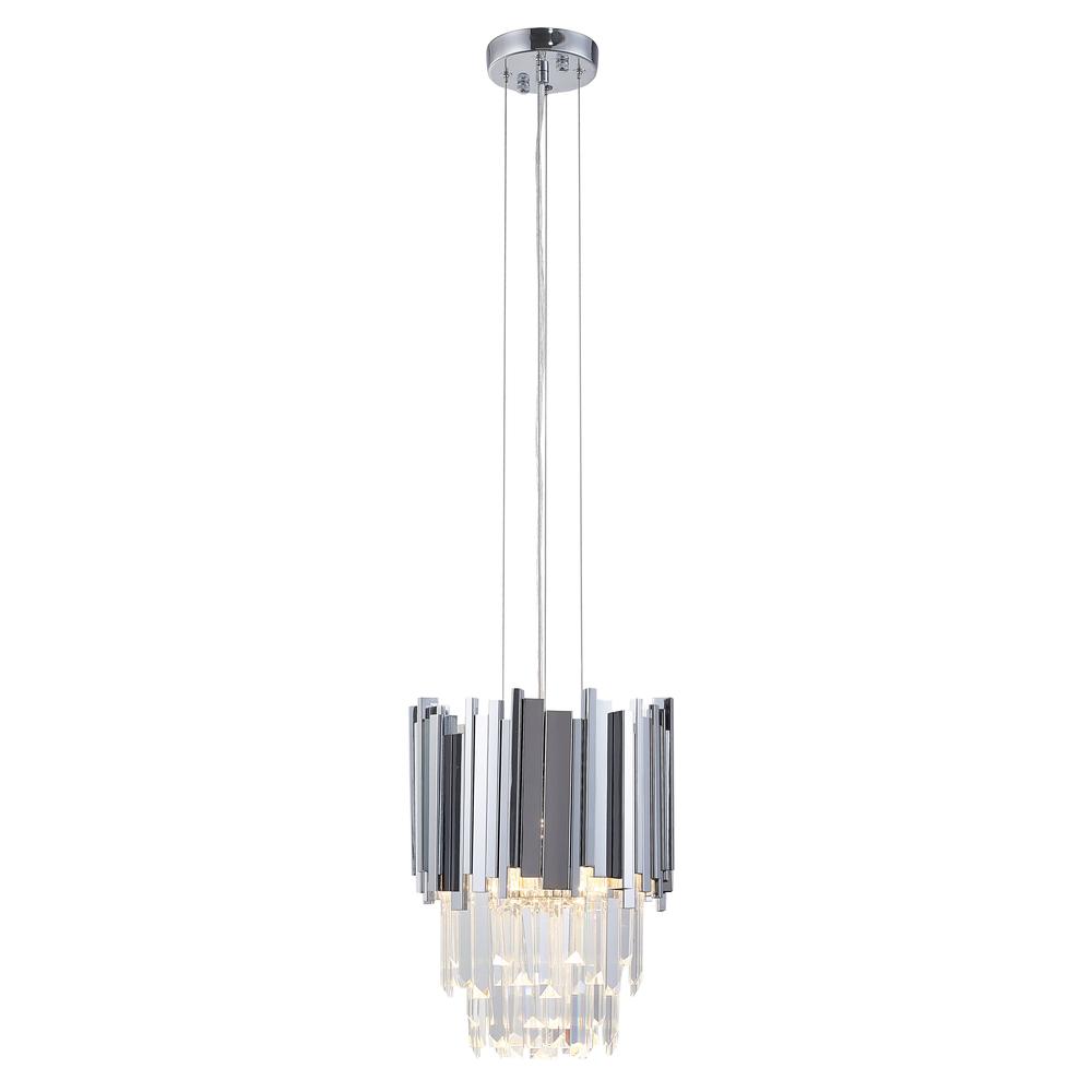 Single Pendant Lighting Chrome Stainless Steel & Crystal. Picture 1