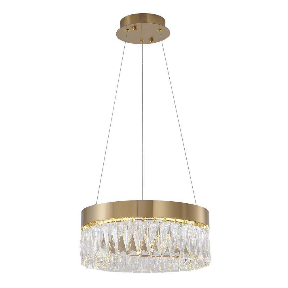 LED Chandelier Gold Stainless Steel & Crystal. Picture 1