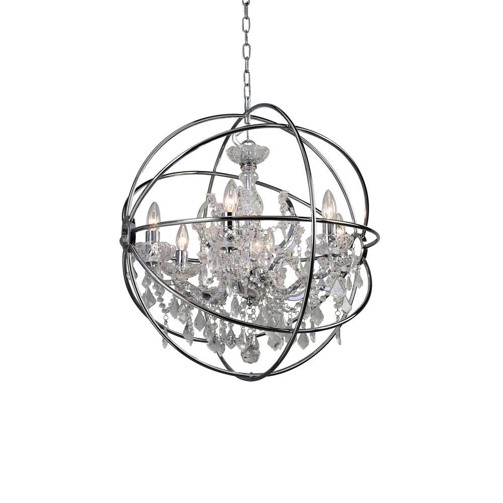 Chandelier Chrome Iron & Crystal. Picture 1