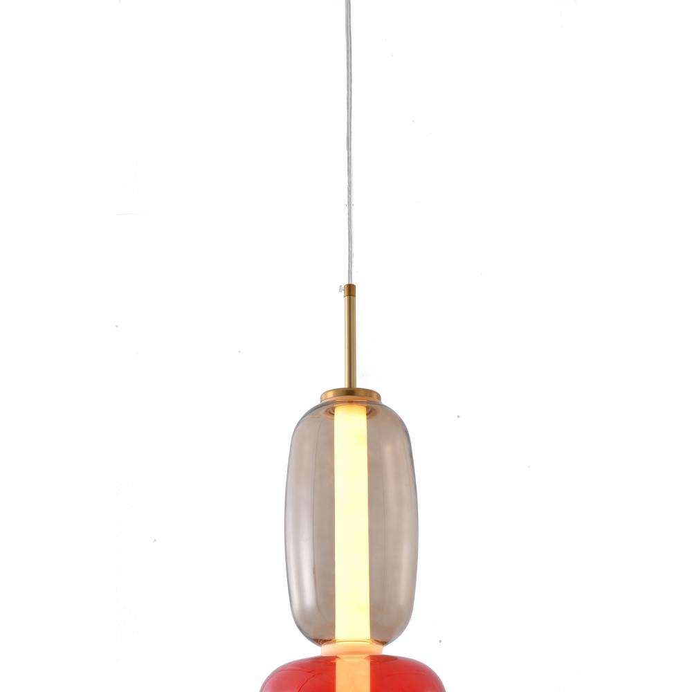LED Pendant White, Grey, & Red Metal & Glass. Picture 5