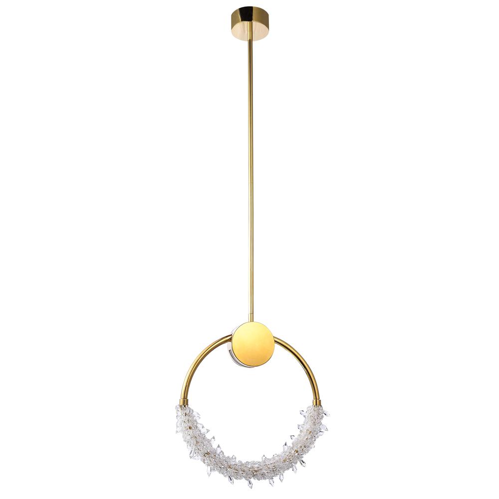 LED Single Pendant Lighting Gold Stainless Steel & Crystal. Picture 2