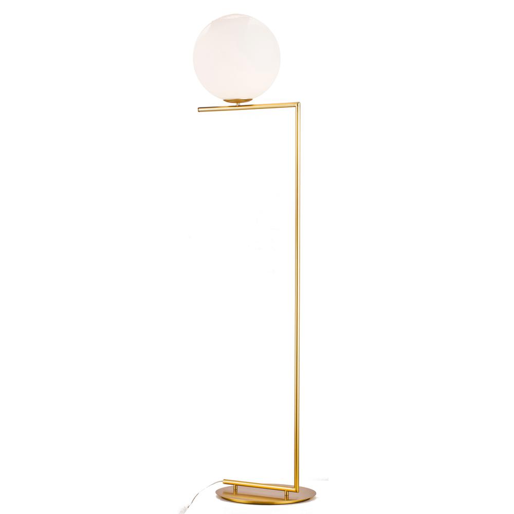 Floor Lamp Brass Iron & Glass. Picture 1
