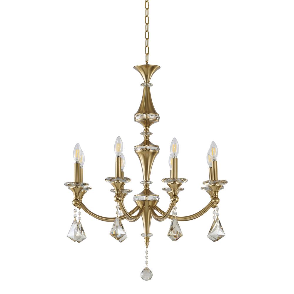 Chandelier Stain Brass Iron & Crystal. Picture 2
