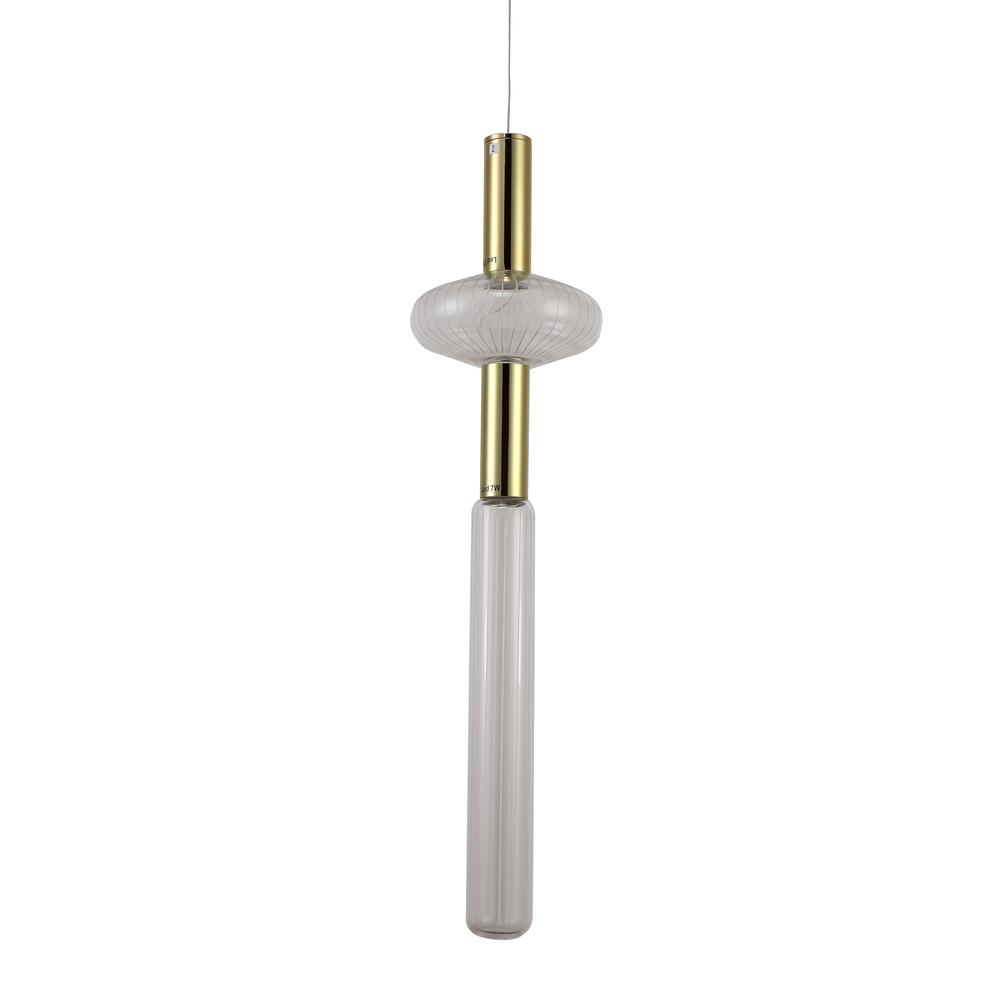 LED Pendant Gold Metal & Glass. Picture 2