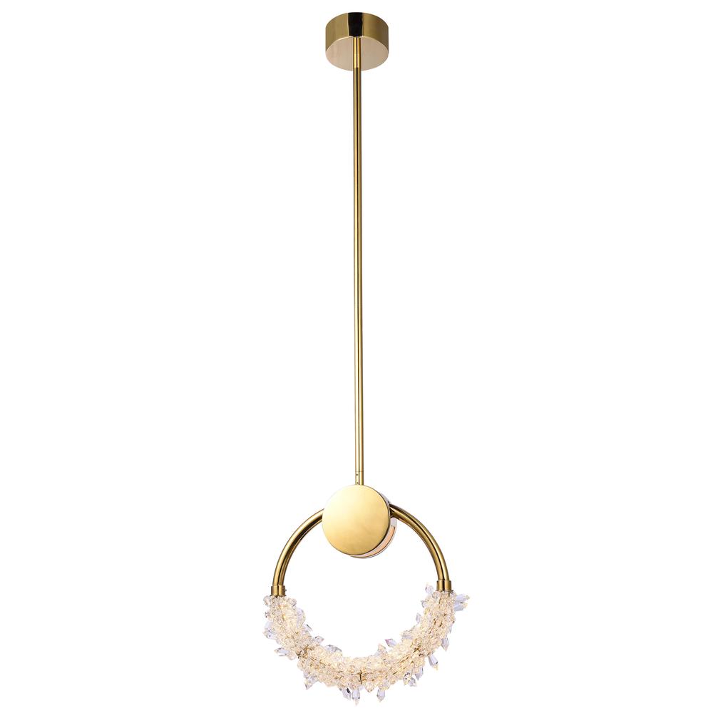 LED Single Pendant Lighting Gold Stainless Steel & Crystal. Picture 1