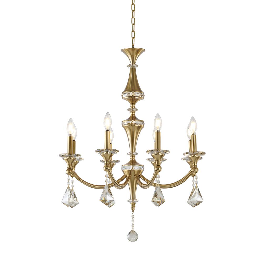 Chandelier Stain Brass Iron & Crystal. Picture 1