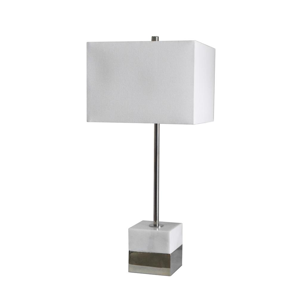 Table Lamp Polished Nickel Metal & Marble. Picture 1