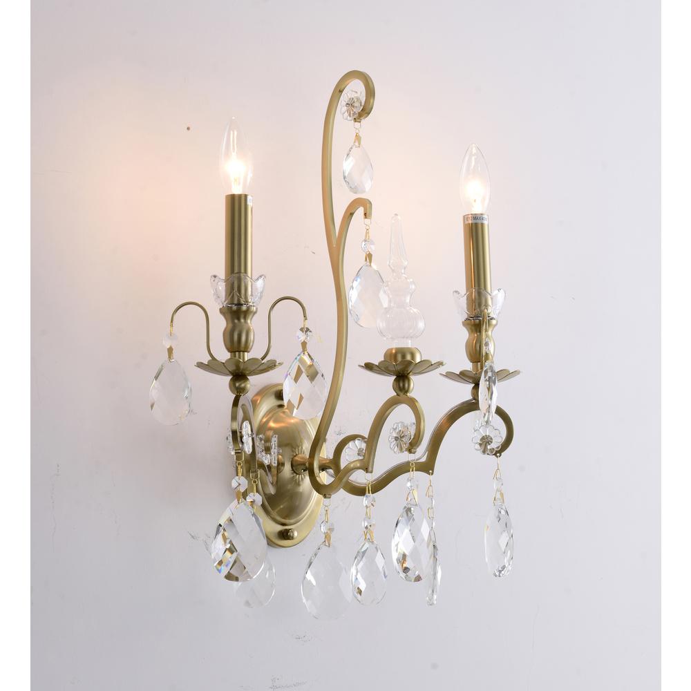 Wall Sconce Brass Metal & Crystal. Picture 2