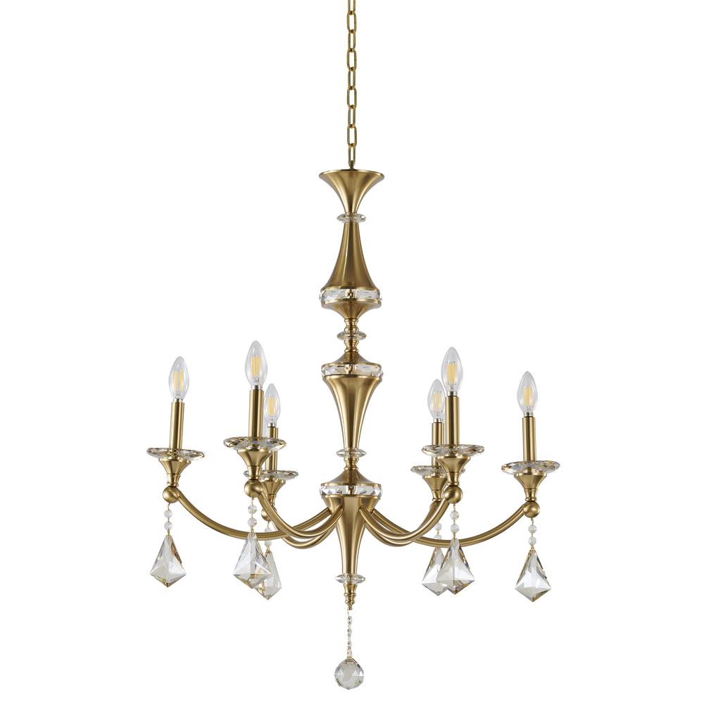 Chandelier Stain Brass Iron & Crystal. Picture 2