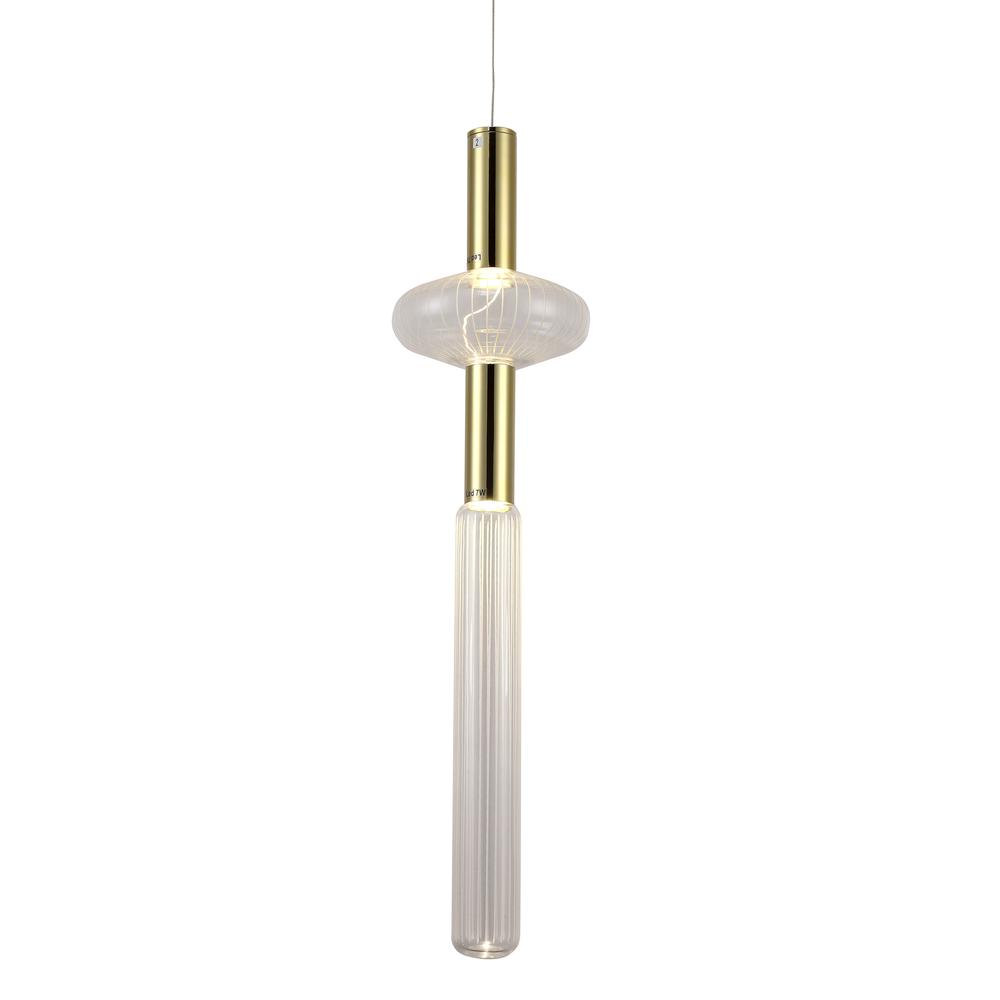 LED Pendant Gold Metal & Glass. Picture 1