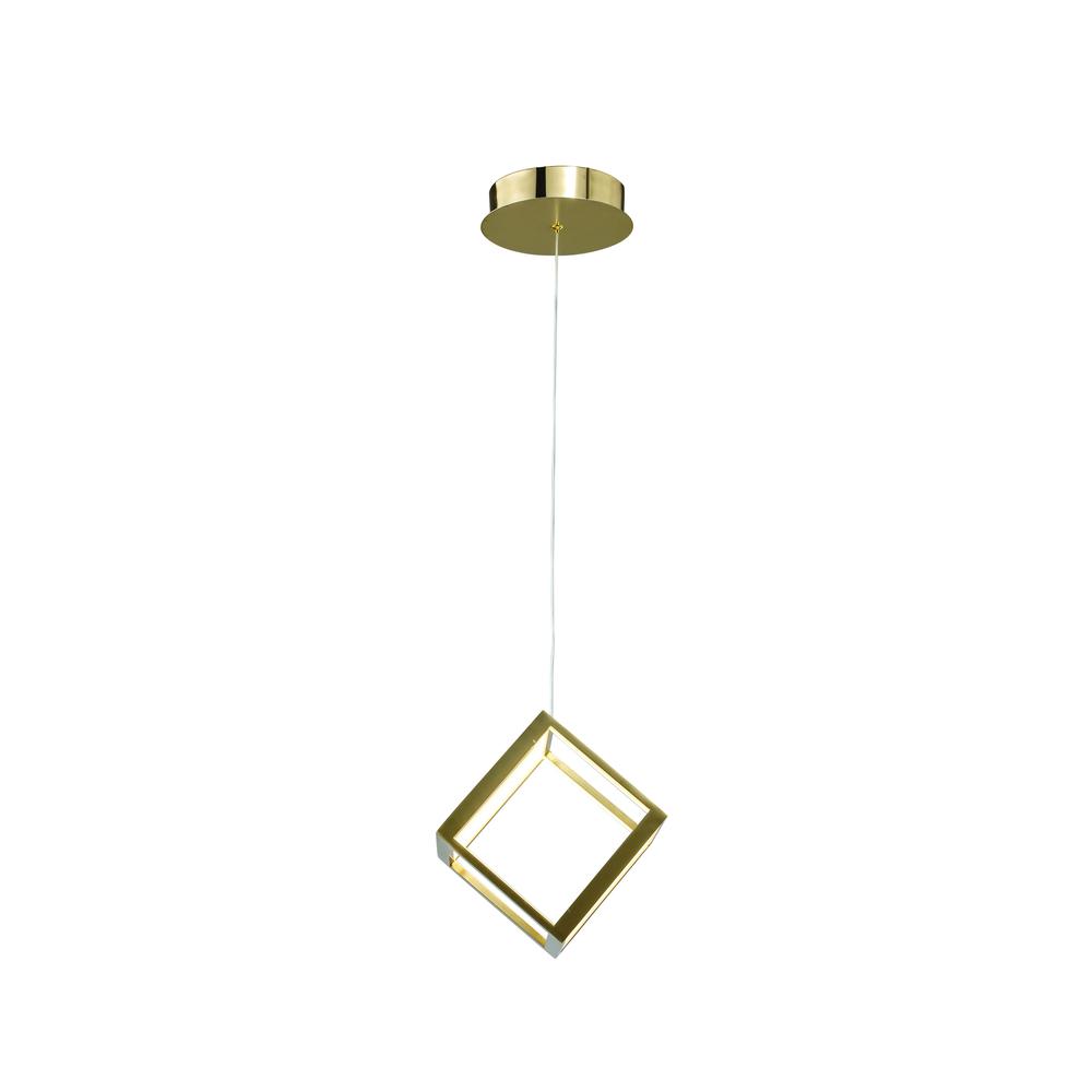 LED Single Pendant Lighting Gold Aluminum & Acrylic. Picture 1