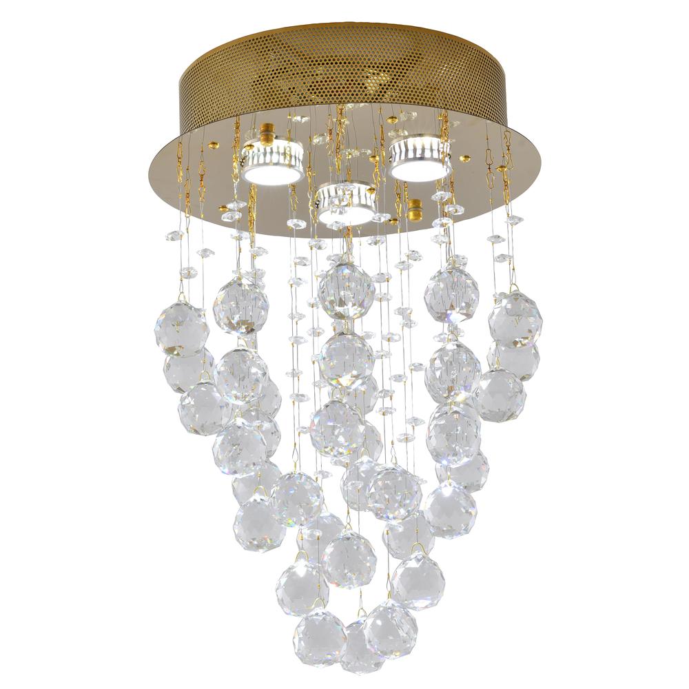 Semi Flush Mount Gold Metal & Crystal. Picture 1