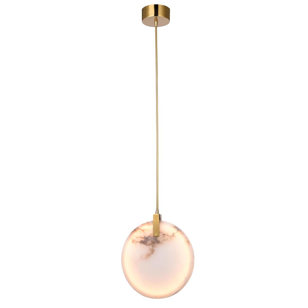 LED Single Pendant Lighting Gold Stainless Steel & Marble. Picture 1