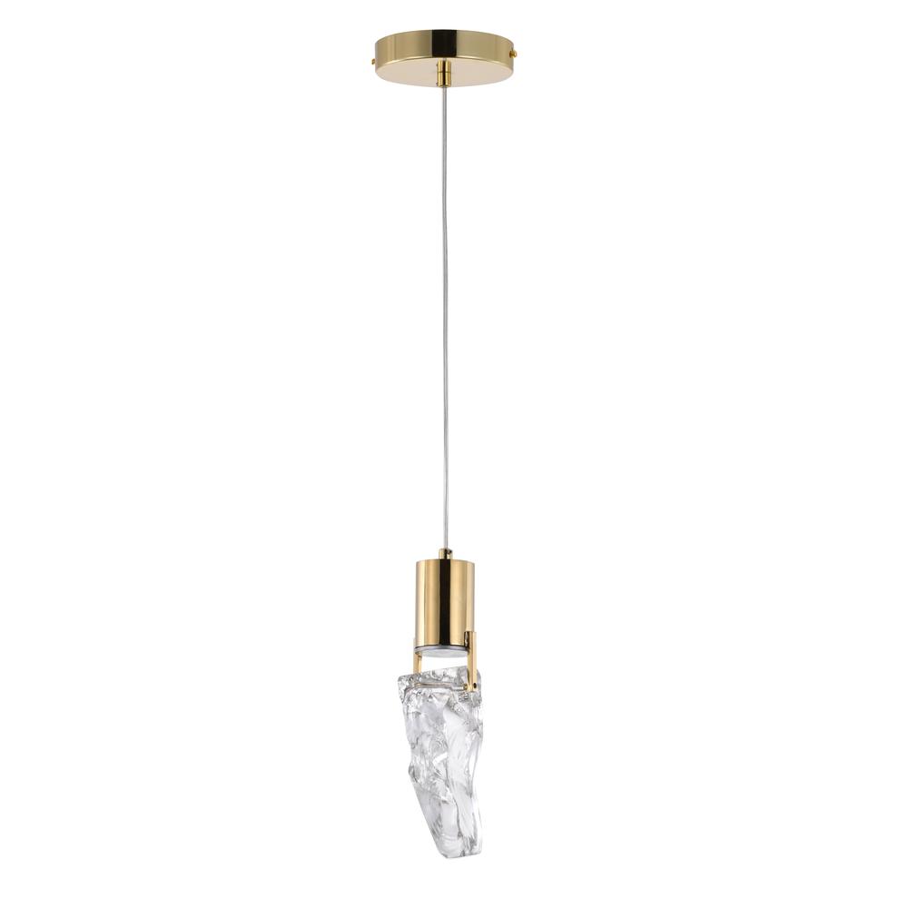 LED Pendant Gold Metal & Crystal. Picture 2