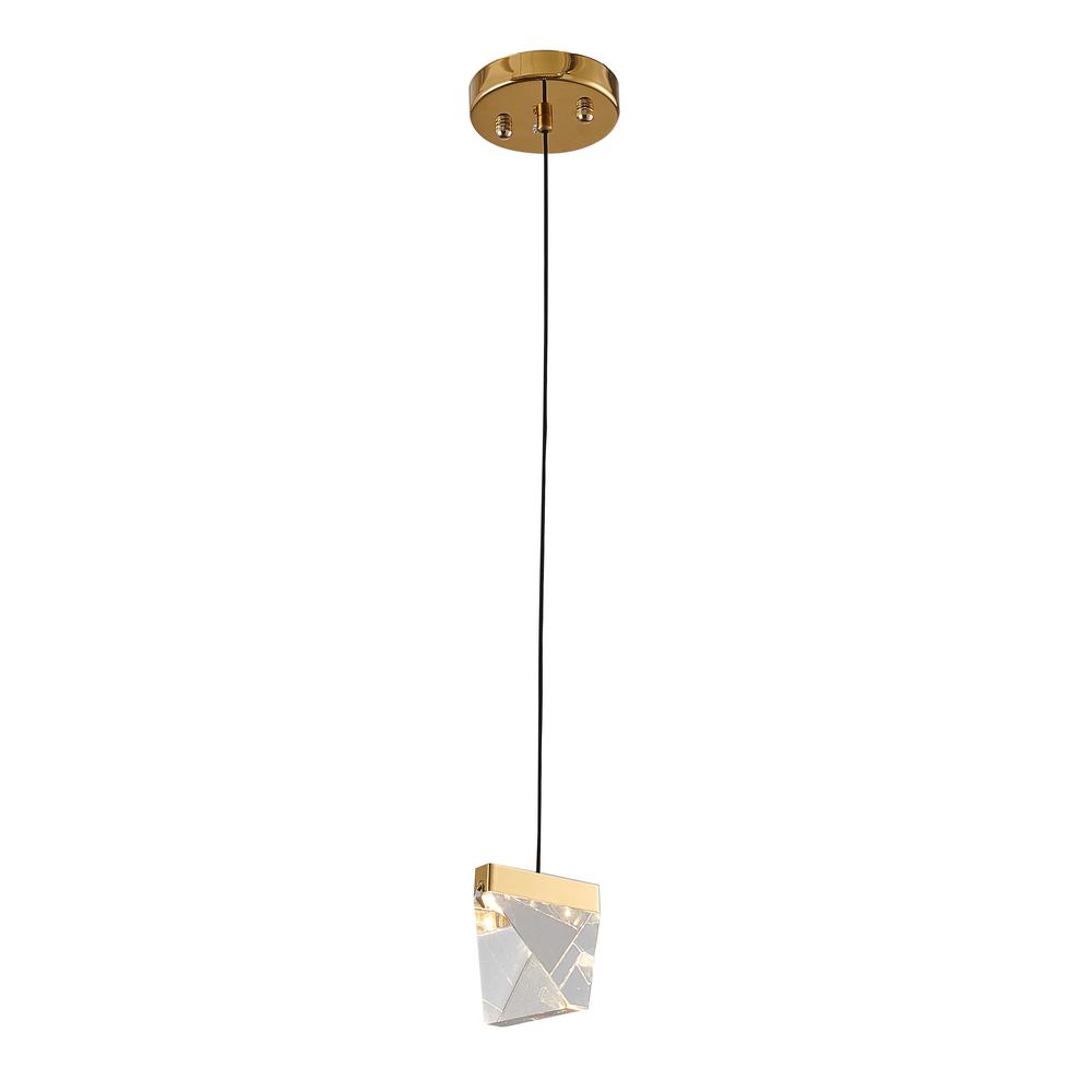 LED Single Pendant Lighting Brass Metal & Crystal. Picture 4