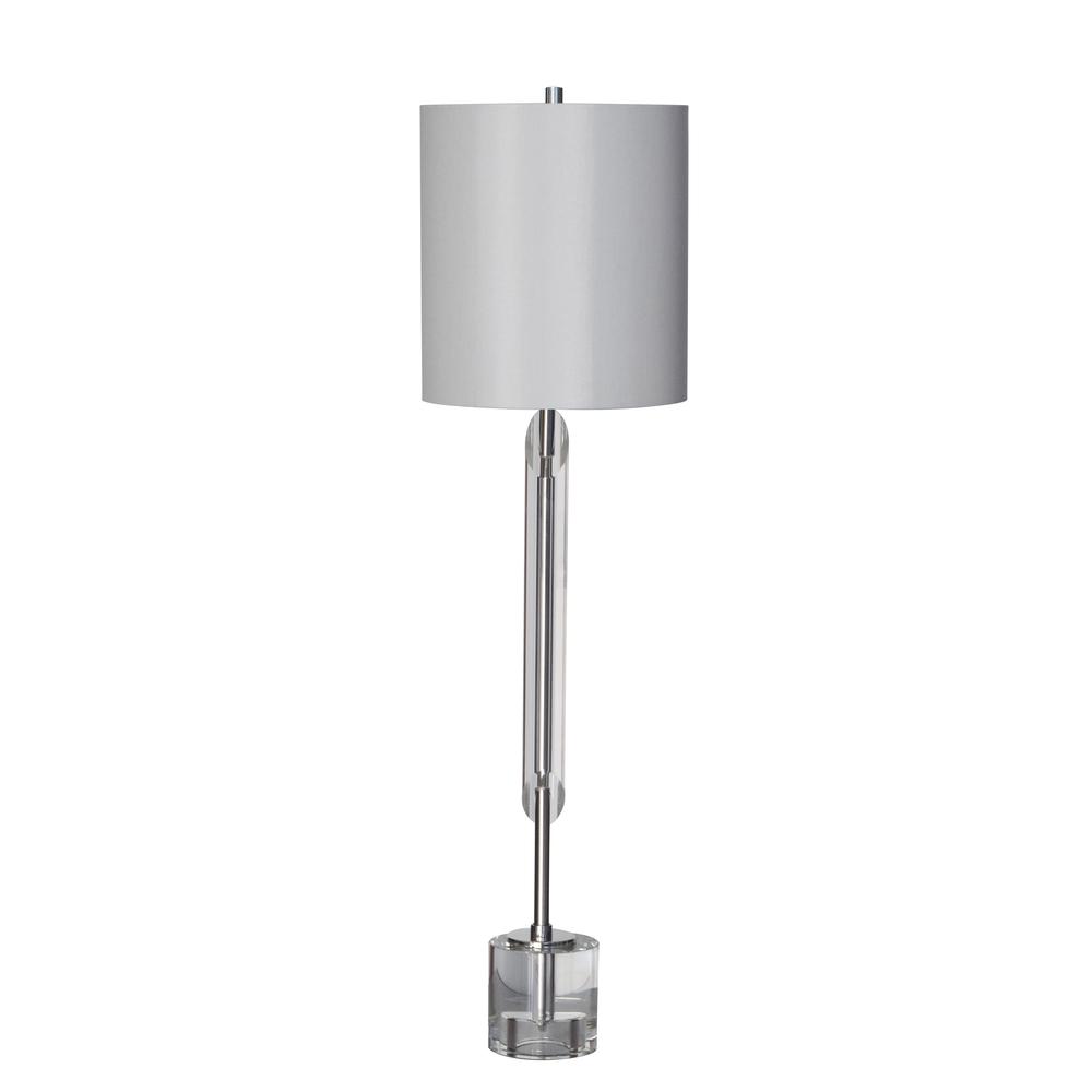 Table Lamp Polished Nickel Metal & Crystal. Picture 1