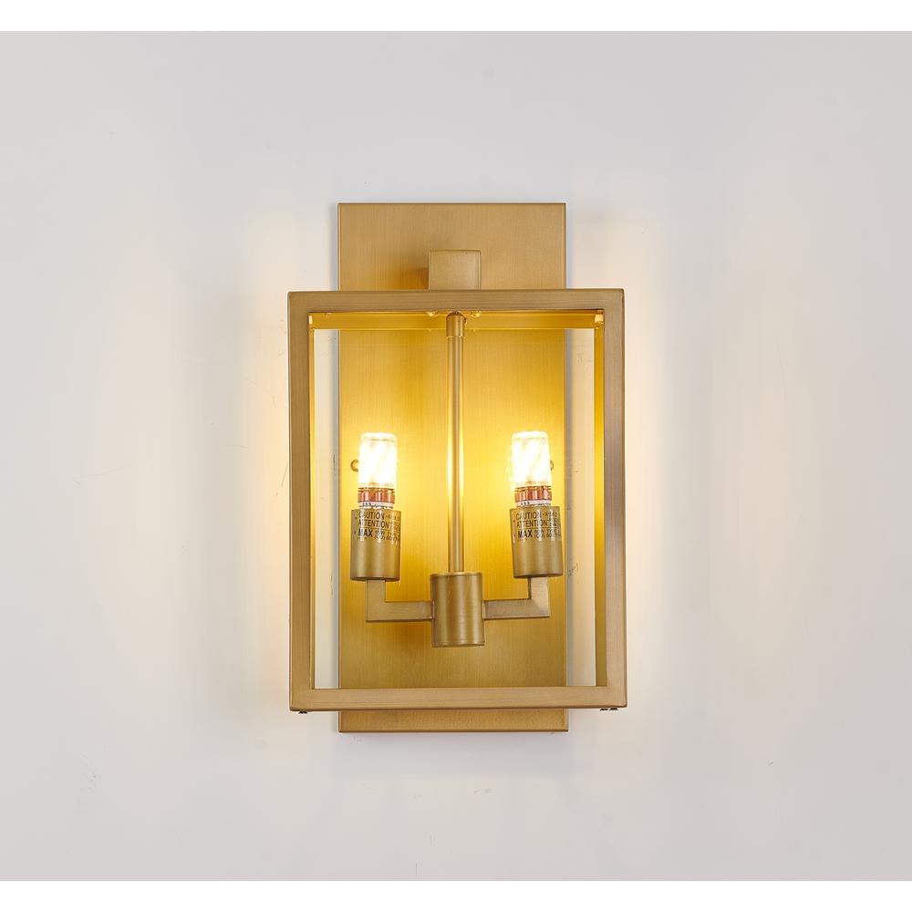 Outdoor Wall Sconce Gold Metal & Glass. Picture 1