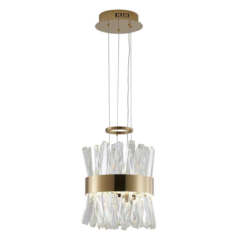 LED Pendant Gold Stainless Steel & Crystal. Picture 1
