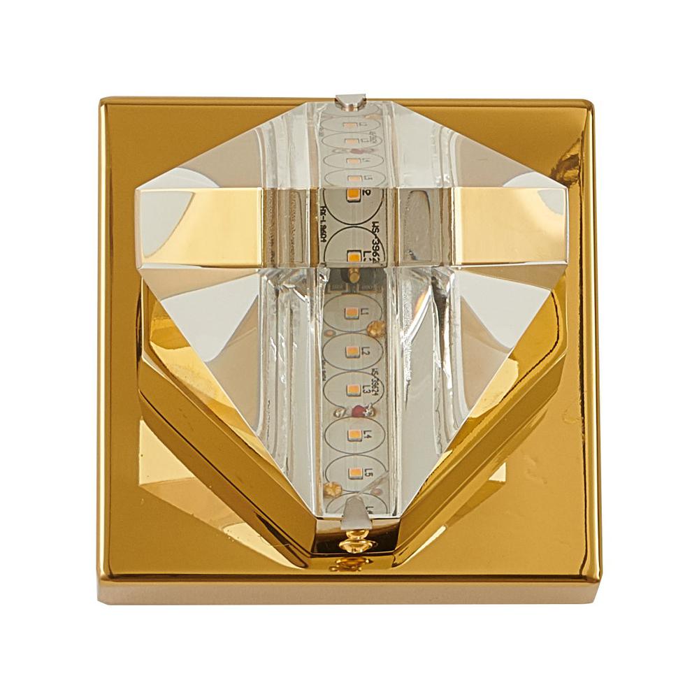 LED Wall Sconce Brass Metal & Crystal. Picture 4