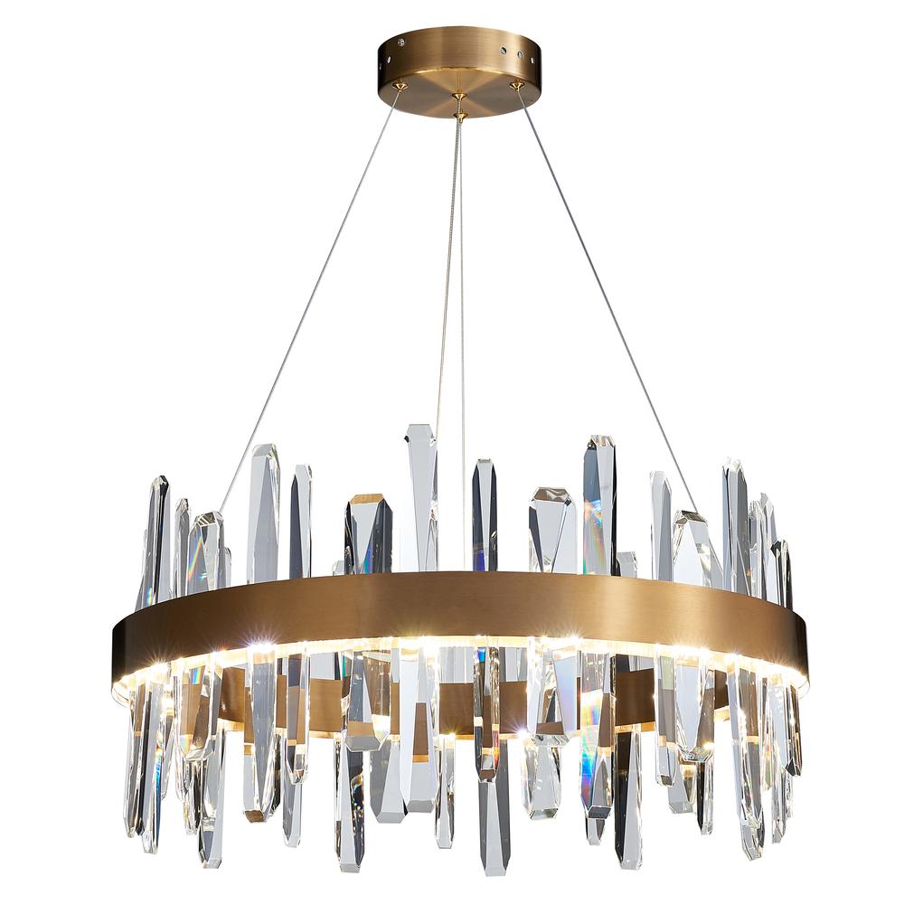 LED Chandelier Gold Stainless Steel & Crystal. Picture 1