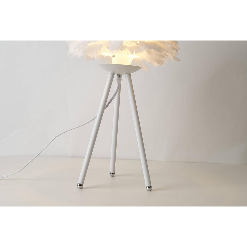 Table Lamp White Iron & Feather. Picture 4