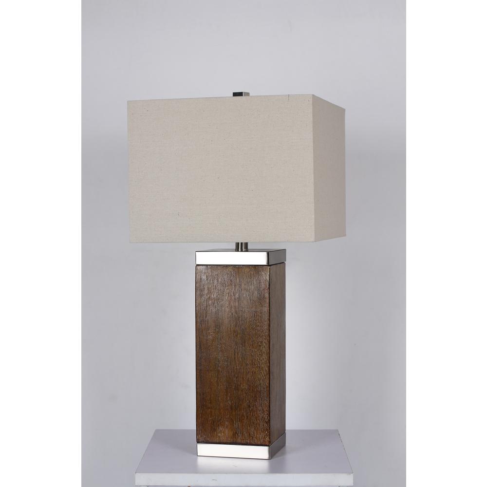 Table Lamp Brushed Nickel Walnut & Metal. Picture 1