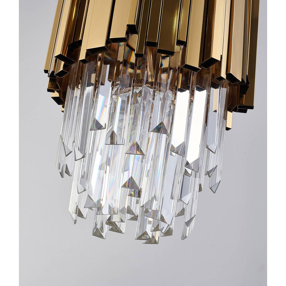 Single Pendant Lighting Gold Stainless Steel & Crystal. Picture 3