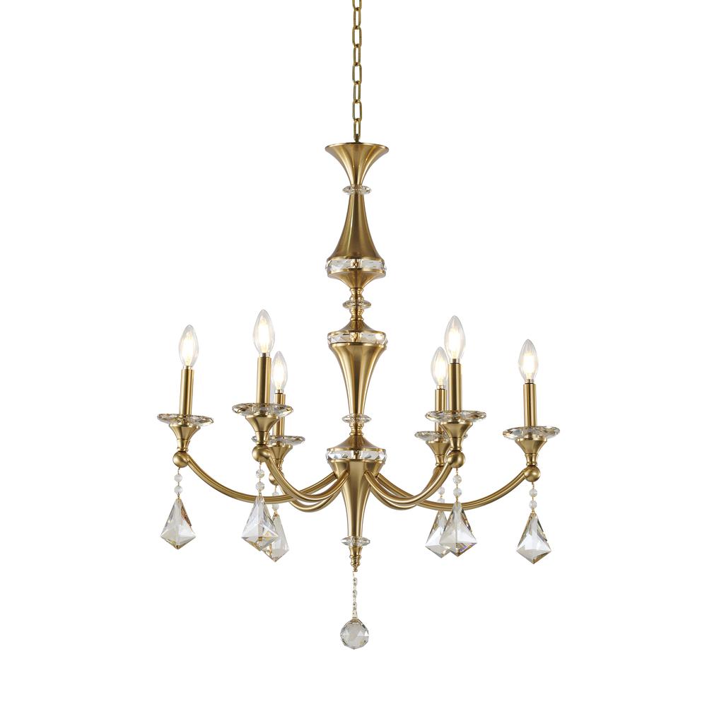 Chandelier Stain Brass Iron & Crystal. Picture 1