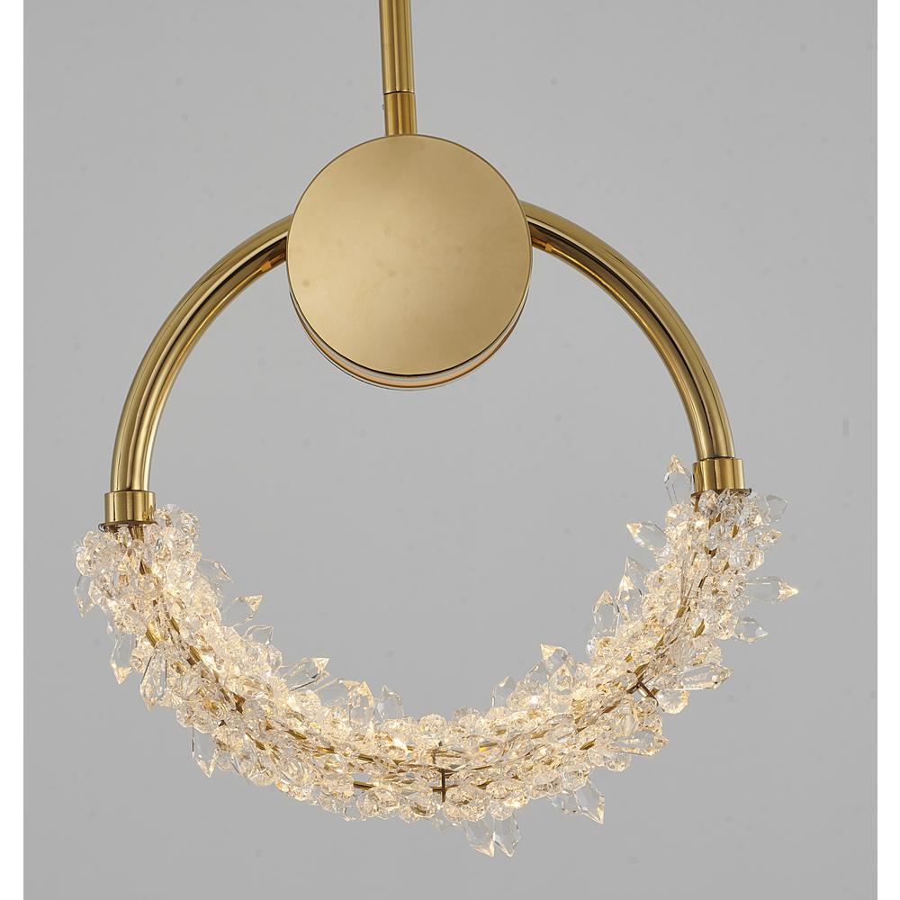 LED Single Pendant Lighting Gold Stainless Steel & Crystal. Picture 4