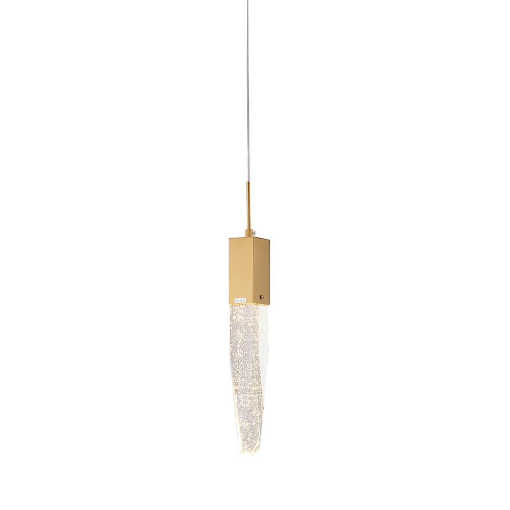Single Pendant Lighting Gold Metal & Crystal. Picture 1