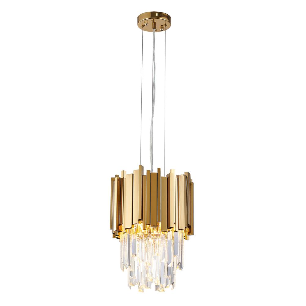 Single Pendant Lighting Gold Stainless Steel & Crystal. Picture 1