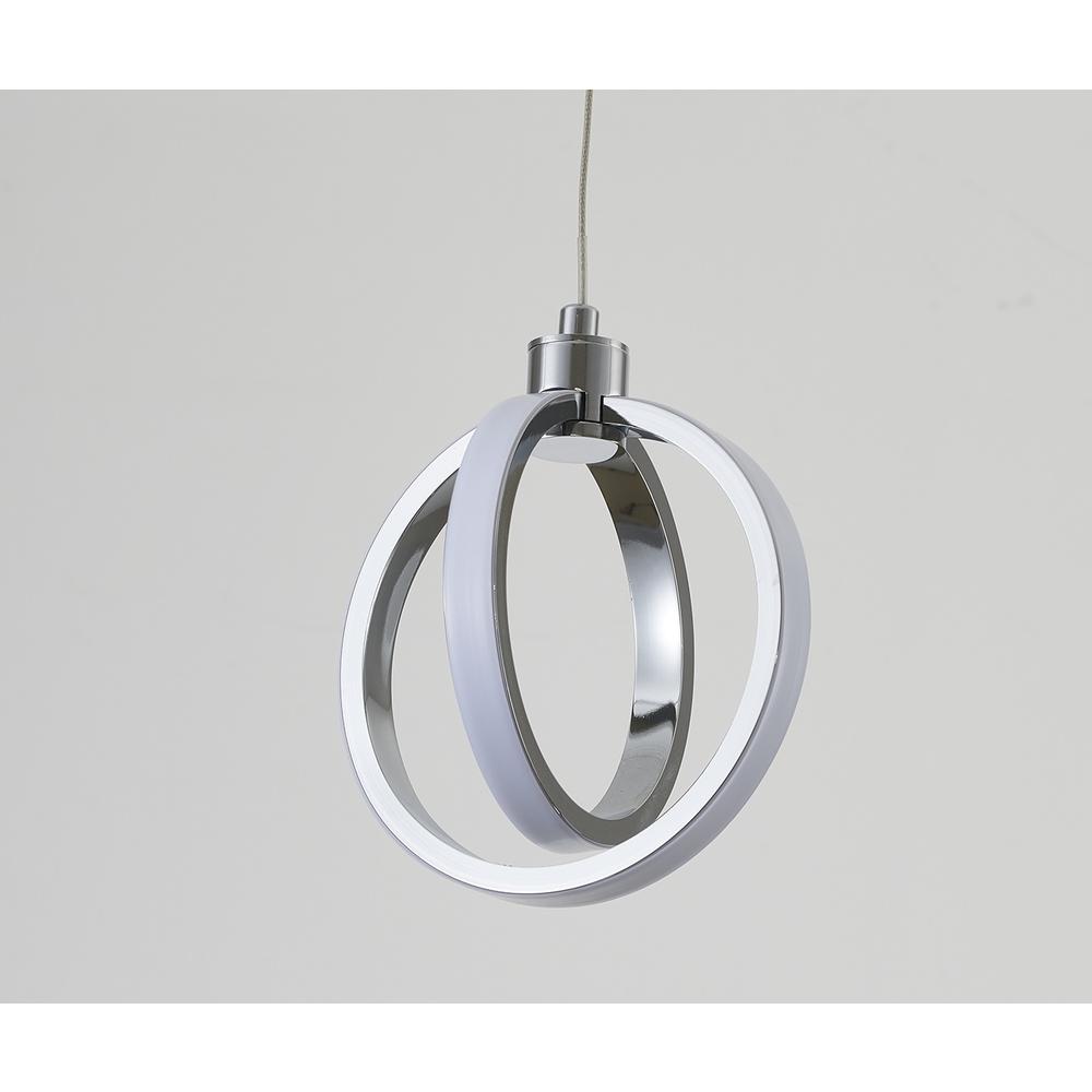 LED Single Pendant Lighting Chrome Metal & Acrylic. Picture 4