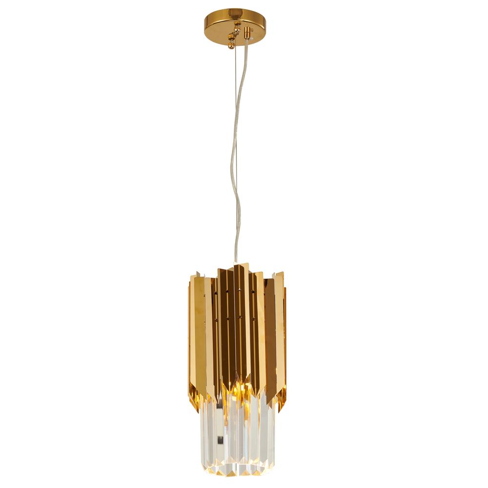Single Pendant Lighting Gold Metal & Crystal. Picture 1