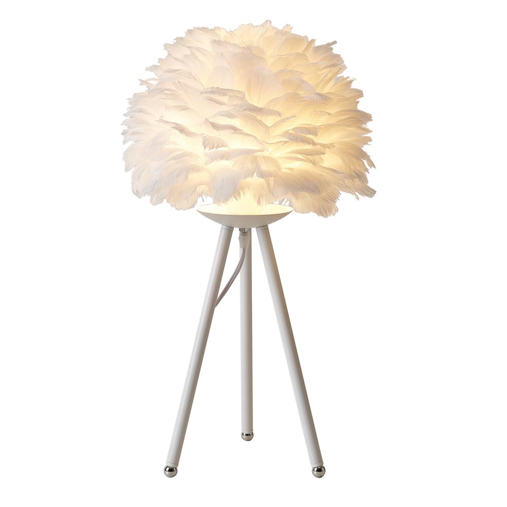 Table Lamp White Iron & Feather. Picture 1