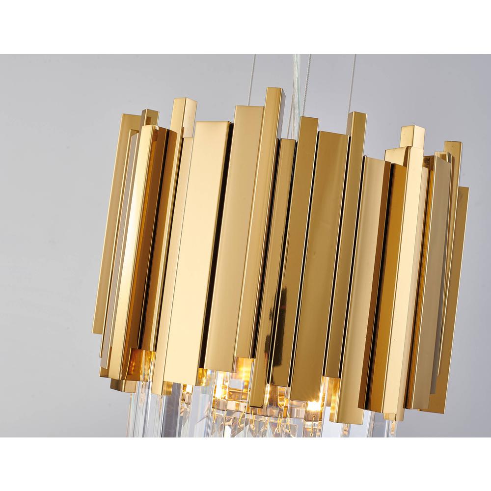 Single Pendant Lighting Gold Stainless Steel & Crystal. Picture 5