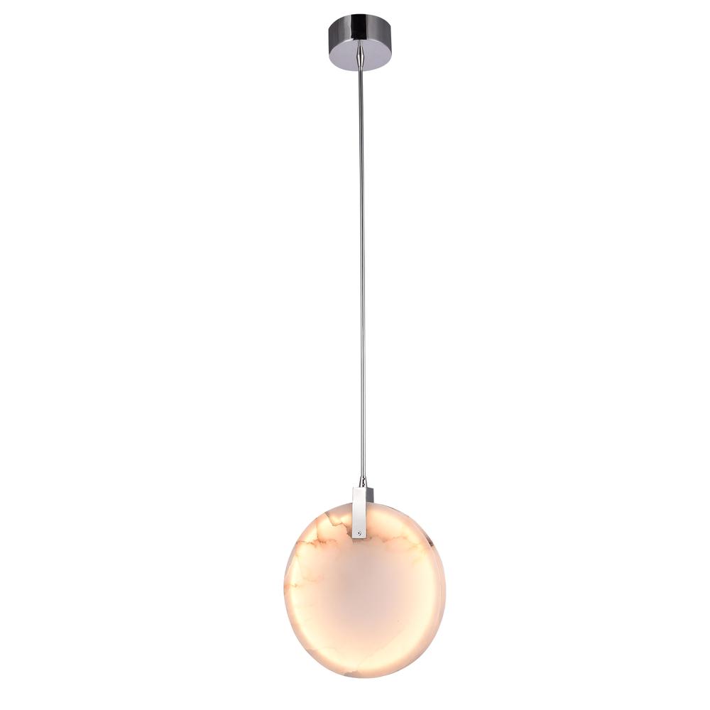 LED Single Pendant Lighting Chrome Stainless Steel & Marble. Picture 1