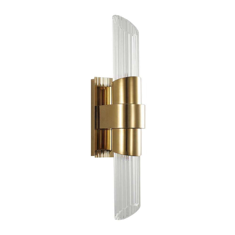 Wall Sconce Gold Stainless Steel & Glass. Picture 2