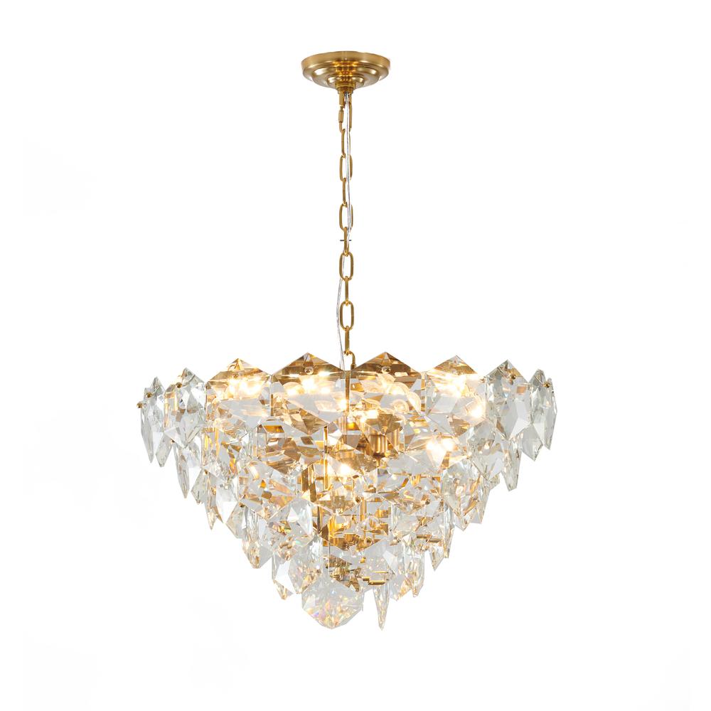 Chandelier Gold Steel & Crystal. Picture 1