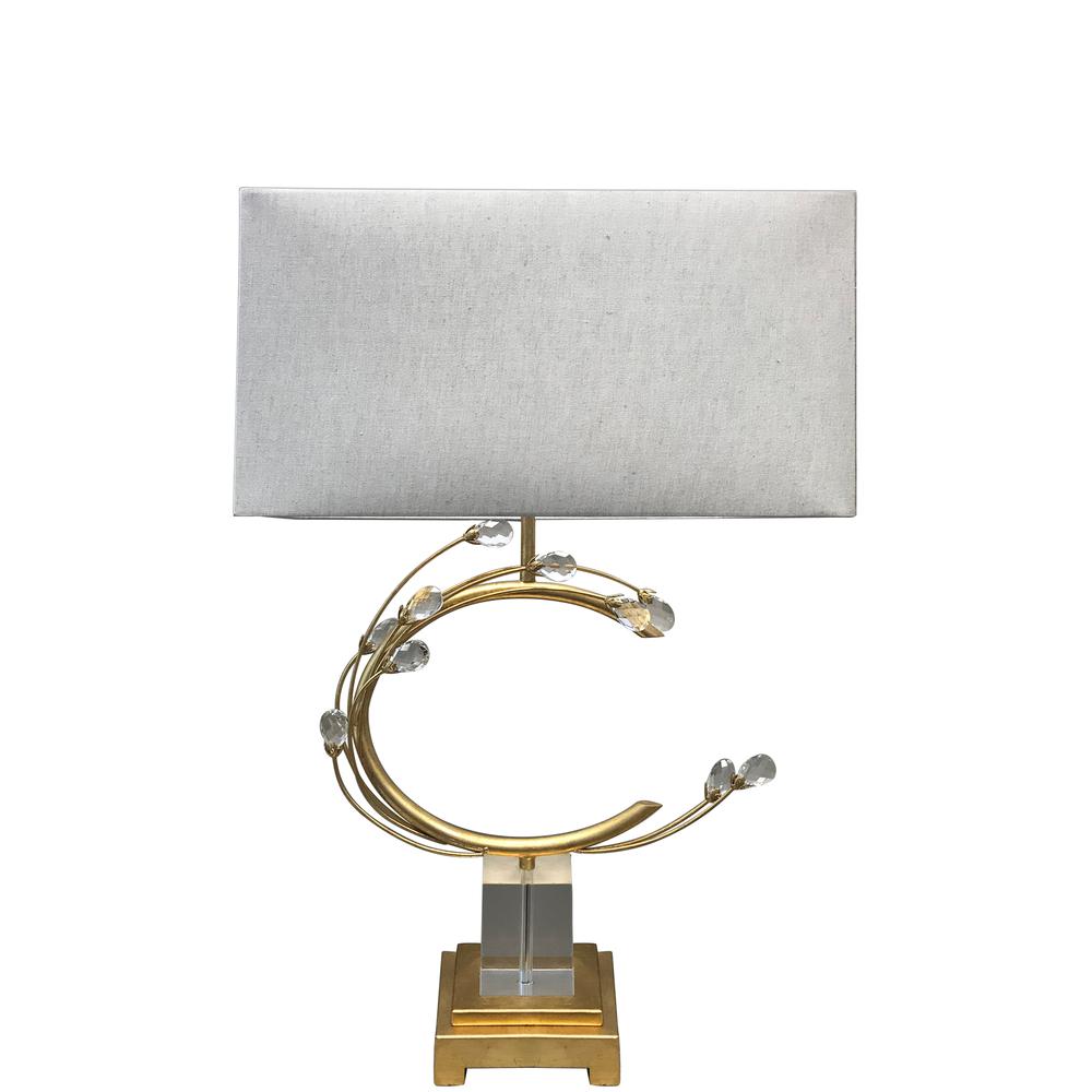 Table Lamp Gold Metal & Crystal. Picture 1