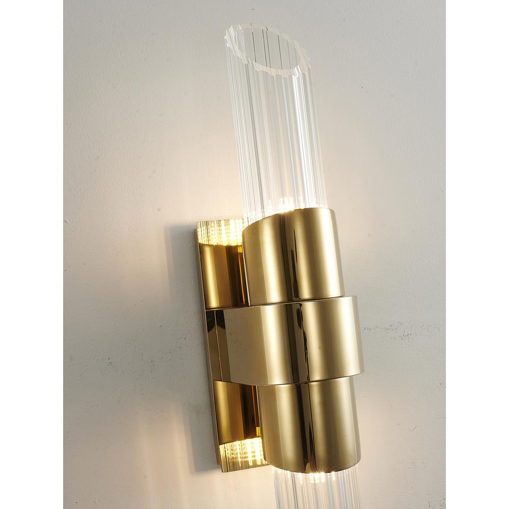 Wall Sconce Gold Stainless Steel & Glass. Picture 4