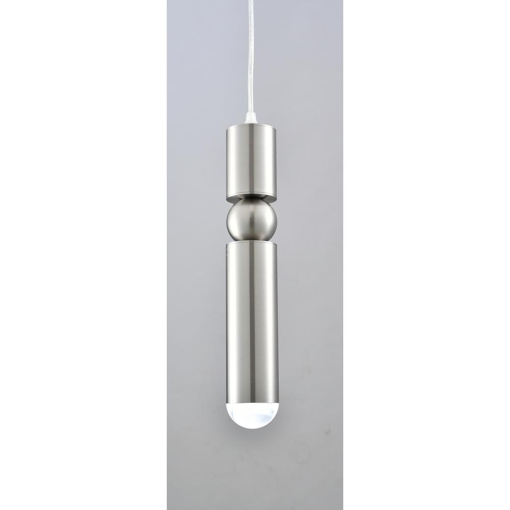 Single Pendant Lighting Shiny Nickel Metal & Glass. Picture 3
