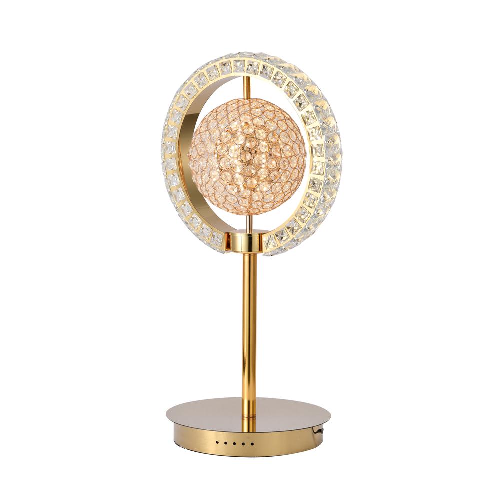 LED Table Lamp Gold Metal & Crystal. Picture 1