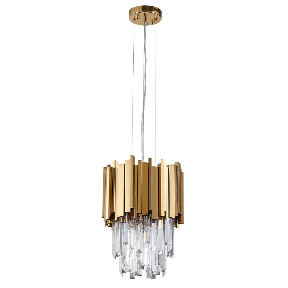 Single Pendant Lighting Gold Stainless Steel & Crystal. Picture 2