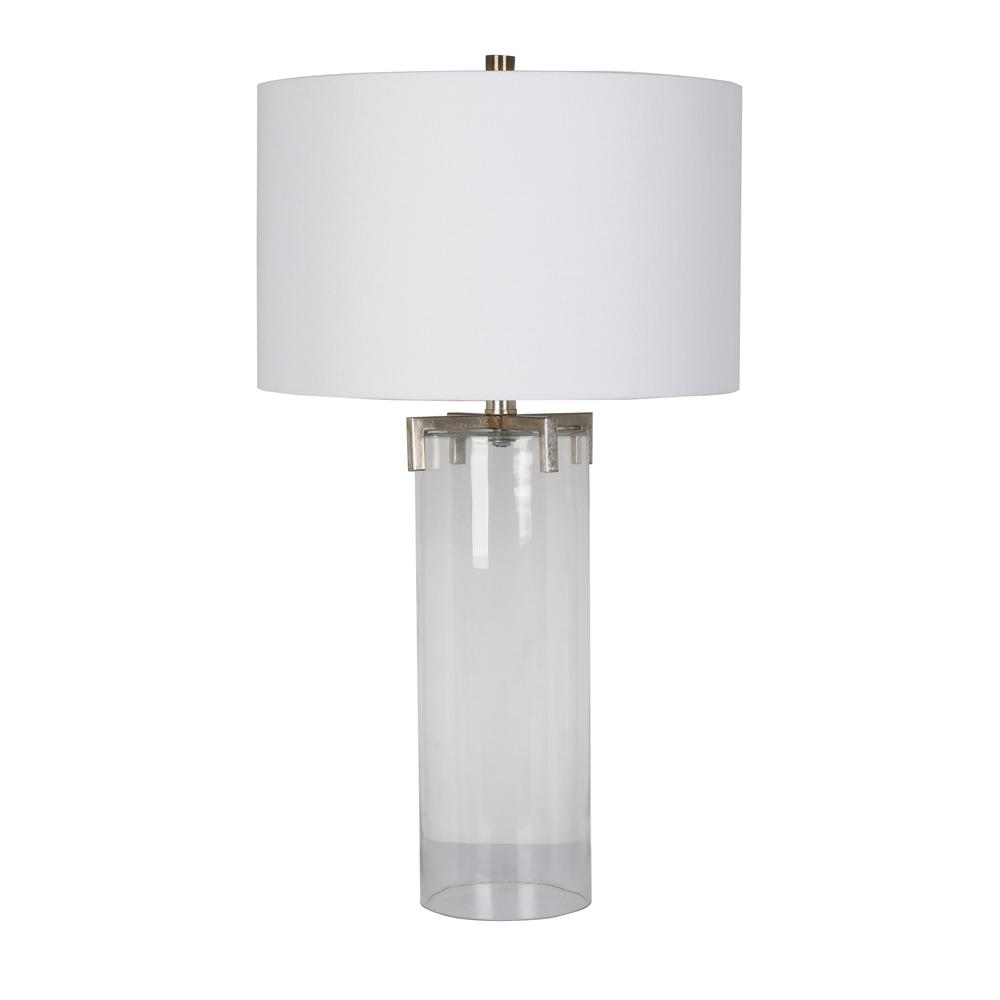 Table Lamp Polished Nickel Metal & Glass. Picture 1