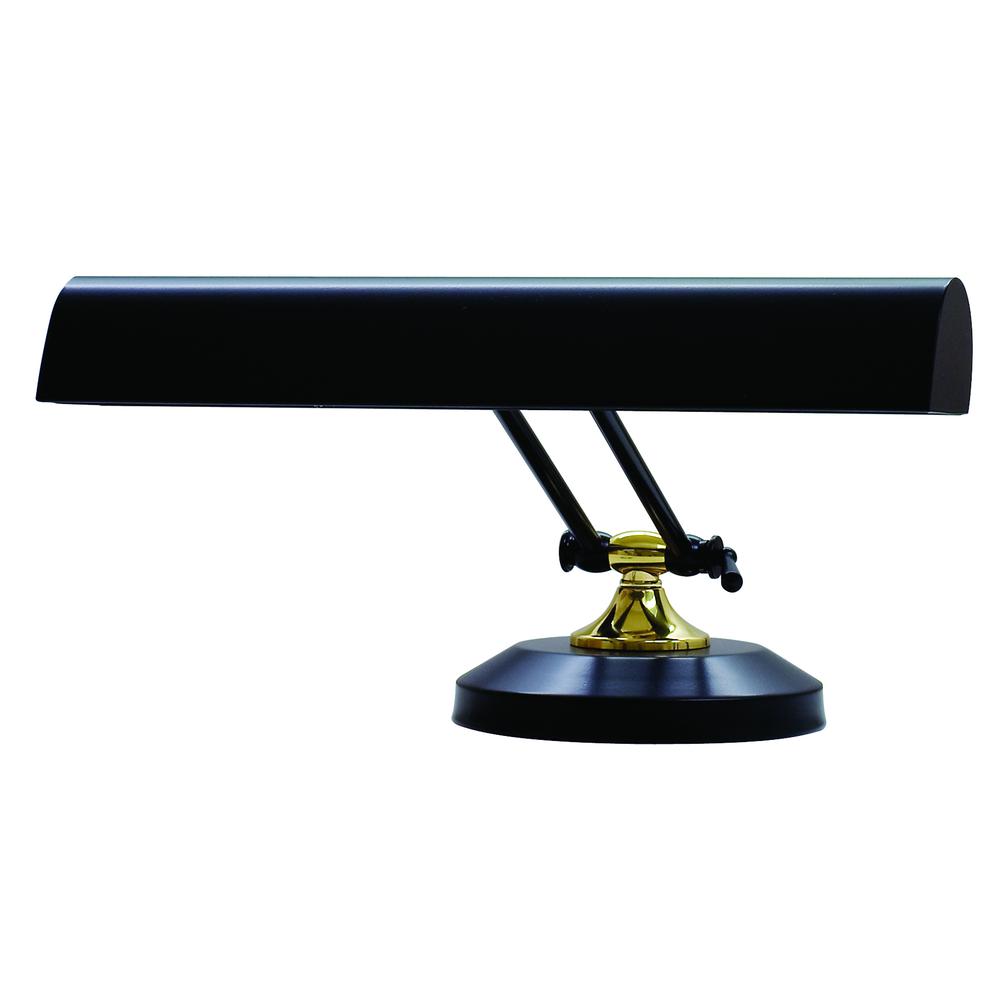 Upright Piano Lamp 14" in Black with Polished Brass Accents. Picture 1