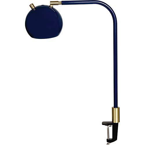 Aria  Clip on table lamp round globe navy blue/satin brass. Picture 1